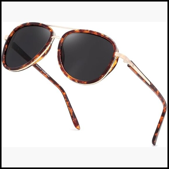 Retro Polarized Aviator Sunglasses with Metal and Plastic Frame main image 6